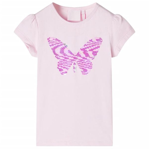 T-shirt pour enfants &agrave; mancherons rose p&acirc;le 140