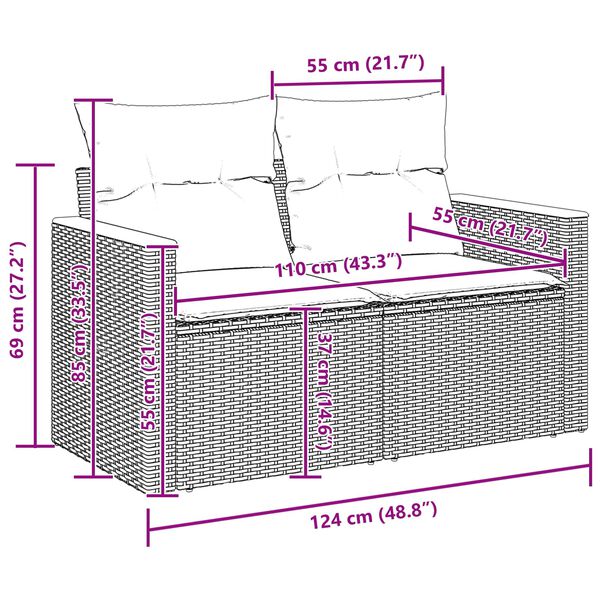 vidaXL Ensemble de canap&eacute; de jardin avec coussin Noir Poly rotin