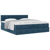 vidaXL Cadre de lit ottoman avec matelas bleu fonc&eacute; 200x200 cm velours