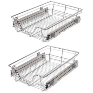 vidaXL Panier en treillis m&eacute;tallique 2 pcs 400 mm Argent&eacute;