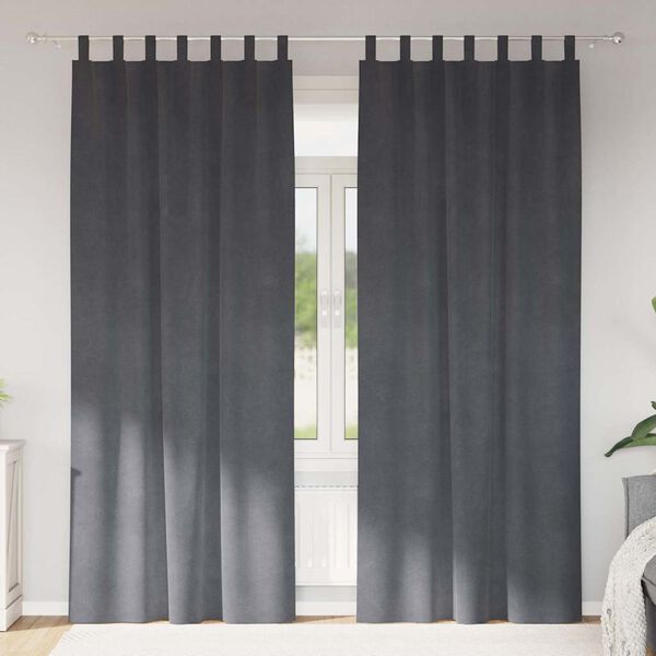 vidaXL Rideaux occultants 2 pcs Gris clair 140 x 245 cm Velours
