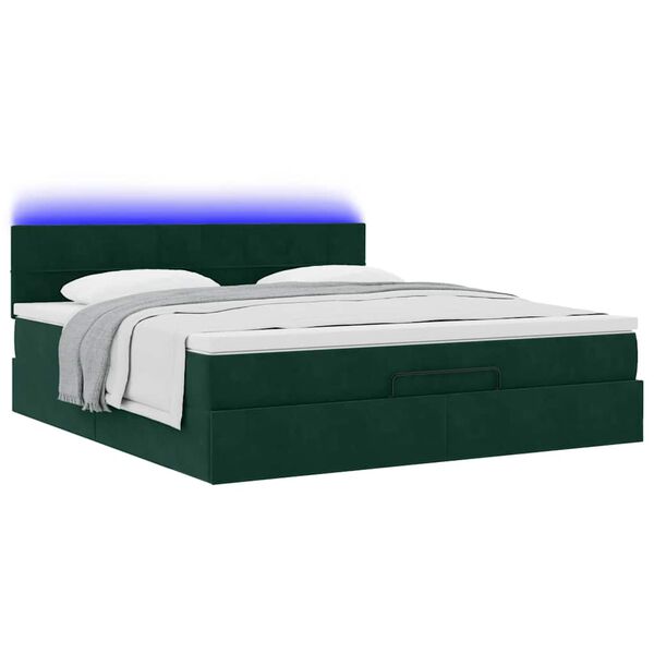 VidaXL Cadre de lit ottoman avec matelas vert foncé 160x200 cm velours