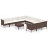 vidaXL Salon de jardin 12 pcs avec coussins R&eacute;sine tress&eacute;e Marron