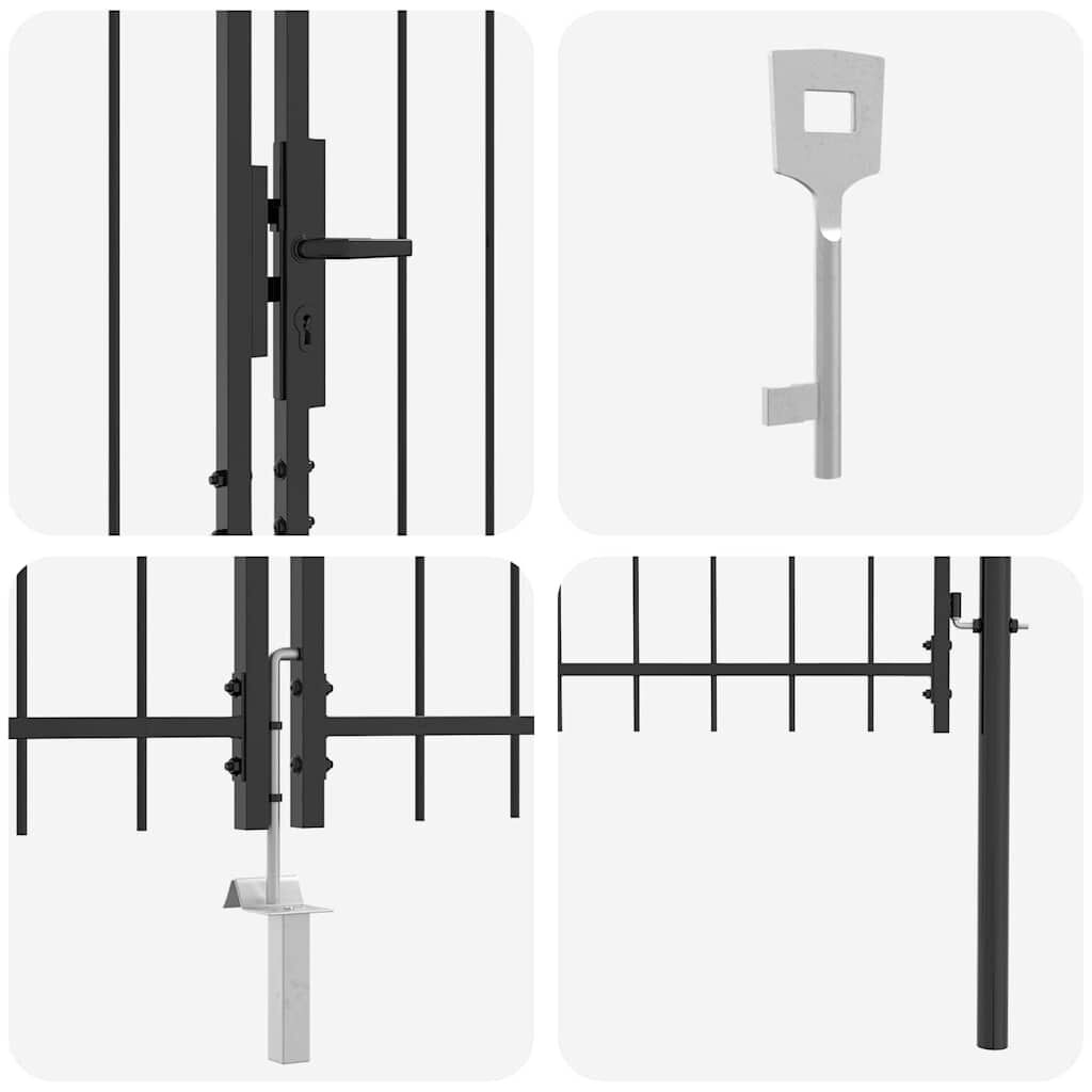 Portail De Jardin En Acier Avec Pointe En Lance – 150 X 400 Cm – Revêtement Poudre Noir – VidaXL
