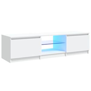 vidaXL Meuble TV avec lumi&egrave;res LED blanc 140x40x36 cm