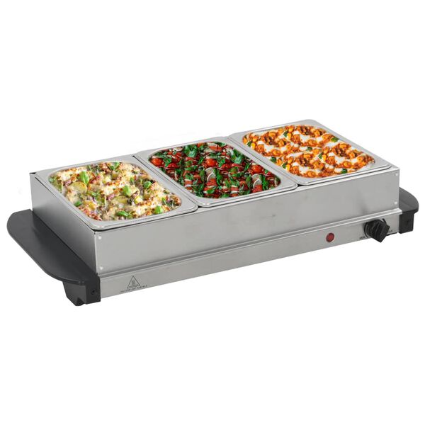 vidaXL Serveur buffet Acier inoxydable 200 W 3x1,5 L