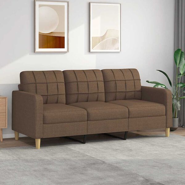 vidaXL Canap&eacute; &agrave; 3 places Marron 180 cm Tissu