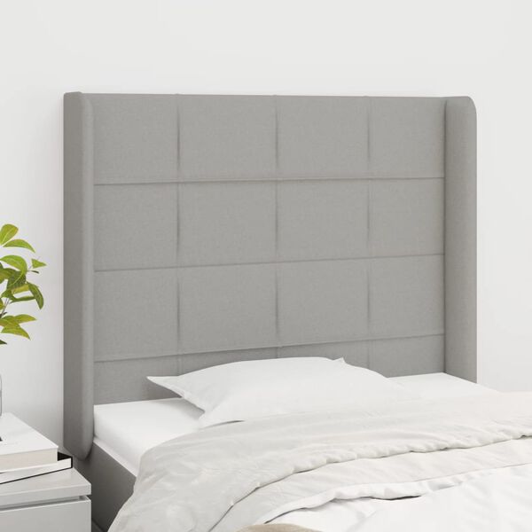vidaXL T&ecirc;te de lit avec oreilles Gris clair 93x16x118/128 cm Tissu