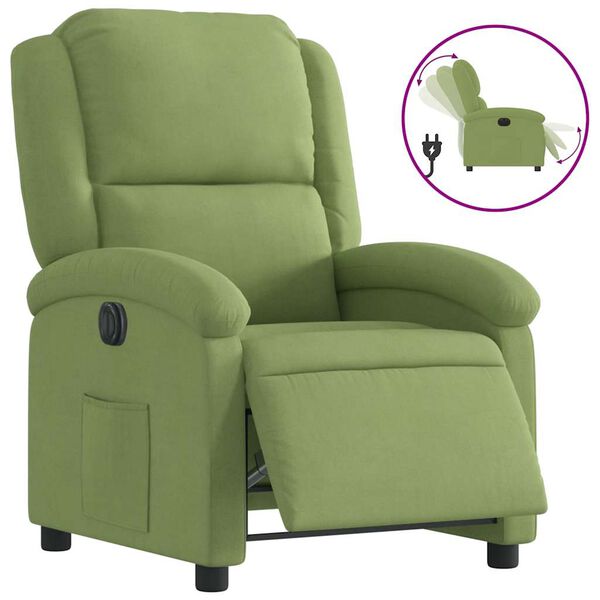 vidaXL Fauteuil inclinable &eacute;lectrique vert clair velours