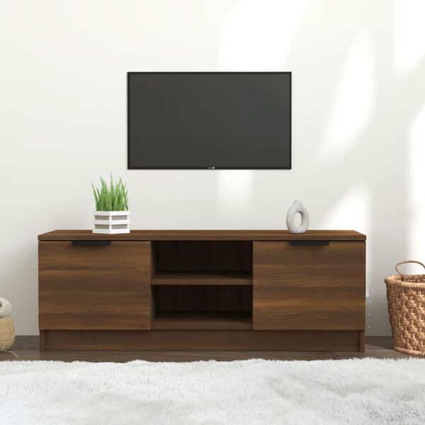 vidaXL Meuble TV Ch&ecirc;ne marron 102x35x36,5 cm Bois d'ing&eacute;nierie