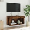 vidaXL Meuble TV avec lumi&egrave;res LED ch&ecirc;ne fum&eacute; 60x30x30 cm
