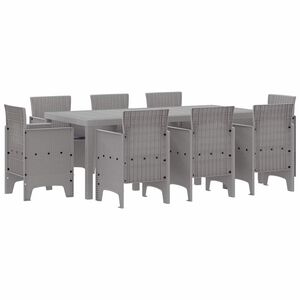 vidaXL Ensemble de salle &agrave; manger pour jardin 9 pcs Gris clair