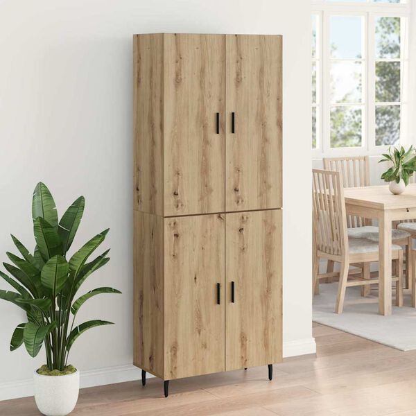 vidaXL Haut Armoire 2 pcs Ch&ecirc;ne artisanal Bois Agglom&eacute;r&eacute; et Verre