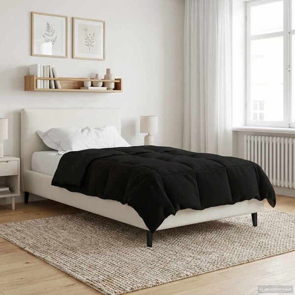 vidaXL Duvet complet toute l'ann&eacute;e Noir 140 x 220 cm Microfibre