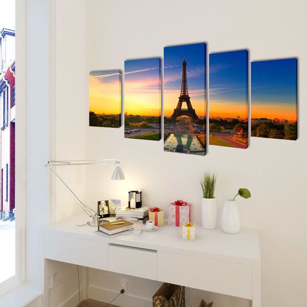 Set de toiles murales imprim&eacute;es Tour Eiffel 100 x 50 cm