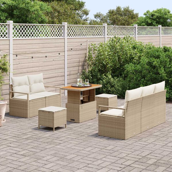 vidaXL Ensemble de canap&eacute; de jardin avec coussin 8 pcs Beige et cr&egrave;me