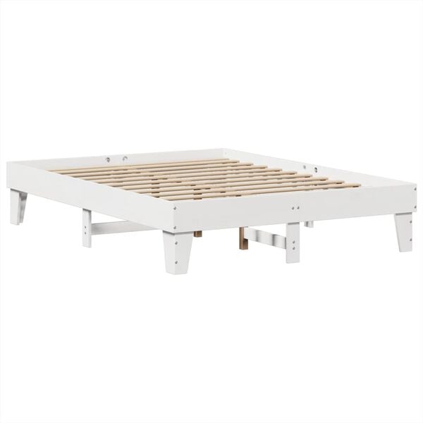 vidaXL Cadre de lit sans matelas blanc 140x190 cm bois de pin massif