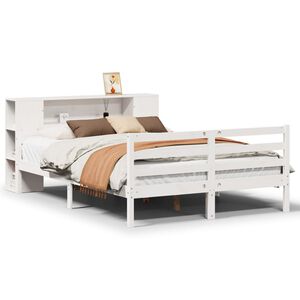 vidaXL Lit biblioth&egrave;que sans matelas blanc 150x200 cm bois pin massif