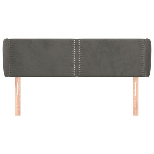 vidaXL T&ecirc;te de lit avec oreilles Gris fonc&eacute; 147x23x78/88 cm Velours