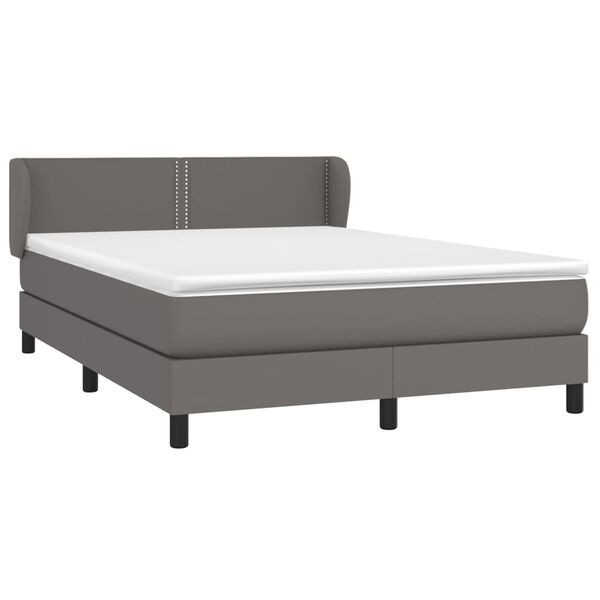 vidaXL Sommier à lattes de lit avec matelas Gris 140x200 cm Similicuir