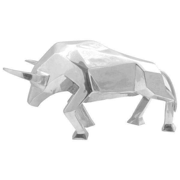 vidaXL Sculpture de taureau Argent 74 x 23 x 39 cm Aluminium