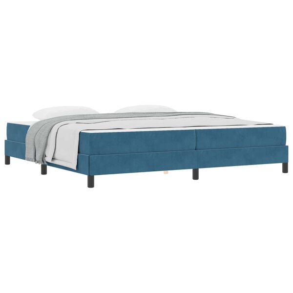 vidaXL Lit &agrave; ressorts avec matelas Bleu fonc&eacute; 200 x 200 cm tissu