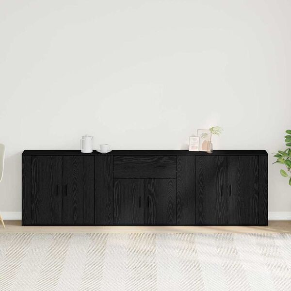vidaXL Buffet Ch&ecirc;ne noir 240 x 33 x 70 cm Bois d'ing&eacute;nierie