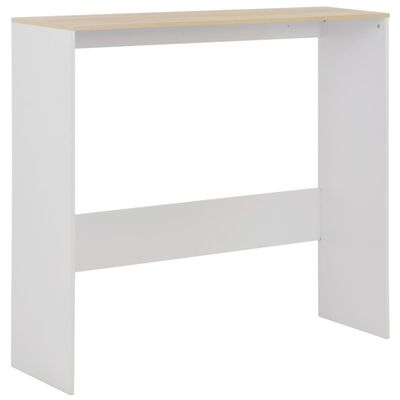 vidaXL Table de bar avec 2 dessus de table Blanc et chêne 130x40x120cm