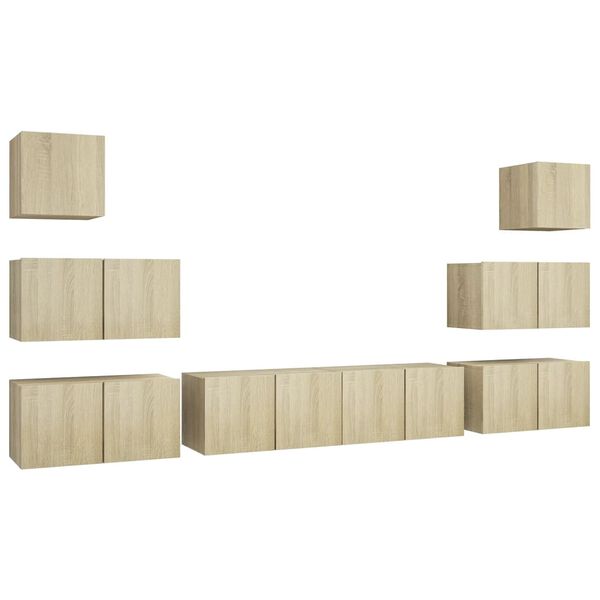 vidaXL Ensemble de meubles TV 8 pcs Ch&ecirc;ne sonoma Bois d'ing&eacute;nierie