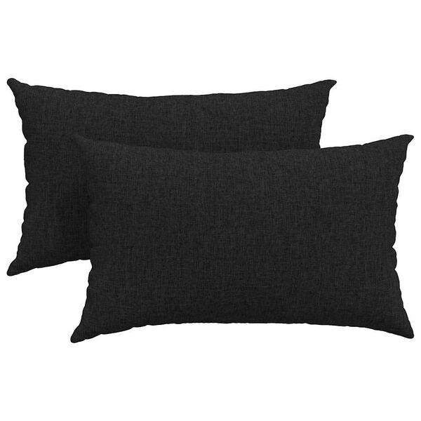 vidaXL Coussins de canapé 2 pcs Noir 50 x 30 cm tissu