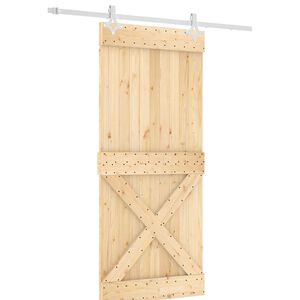 vidaXL Porte coulissante Naturel et Blanc 90 x 210 cm