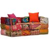 vidaXL Pouf modulaire &agrave; 2 places Patchwork Tissu