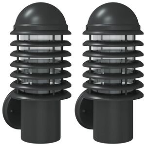 vidaXL Appliques murales d'ext&eacute;rieur 2 pcs noir acier inoxydable
