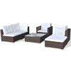 vidaXL Salon de jardin 6 pcs avec coussins R&eacute;sine tress&eacute;e Marron