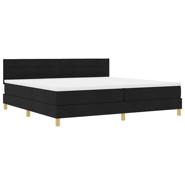 vidaXL Lit &agrave; ressorts avec matelas Noir 200 x 200 cm tissu