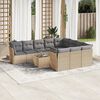 vidaXL Salon de jardin 11 pcs avec coussins beige r&eacute;sine tress&eacute;e