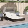 vidaXL Chaise longue double avec auvent et coussins marron poly rotin