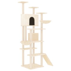 vidaXL Arbre &agrave; chat avec griffoirs en sisal Cr&egrave;me 191 cm