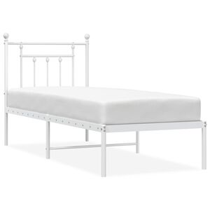 vidaXL Cadre de lit m&eacute;tal sans matelas avec t&ecirc;te de lit blanc 75x190cm