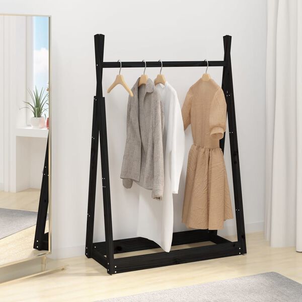 vidaXL Porte-v&ecirc;tements Noir 100x45x150 cm Bois de pin massif
