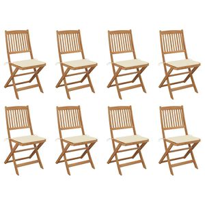 vidaXL Chaises pliables d'ext&eacute;rieur et coussins lot de 8 Bois d'acacia