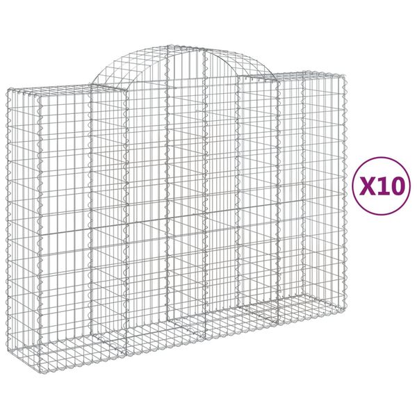 vidaXL Paniers à gabions arqués 10 pcs 200x50x140/160 cm Fer galvanisé