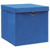 vidaXL Bo&icirc;tes de rangement avec couvercle 10 pcs Bleu 32x32x32cm Tissu