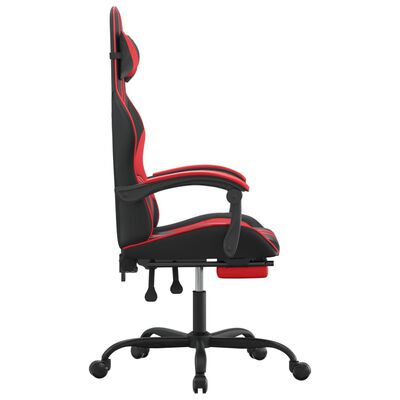 vidaXL Chaise de jeu avec repose-pied Noir et rouge Similicuir