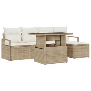 vidaXL Ensemble de canap&eacute; de jardin 6 pcs Beige Poly rotin