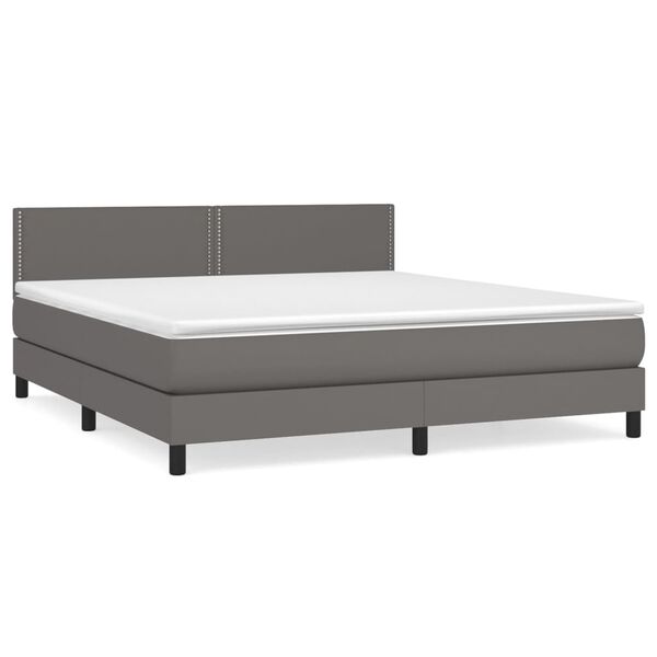 vidaXL Sommier &agrave; lattes de lit avec matelas Gris 180x200 cm Similicuir