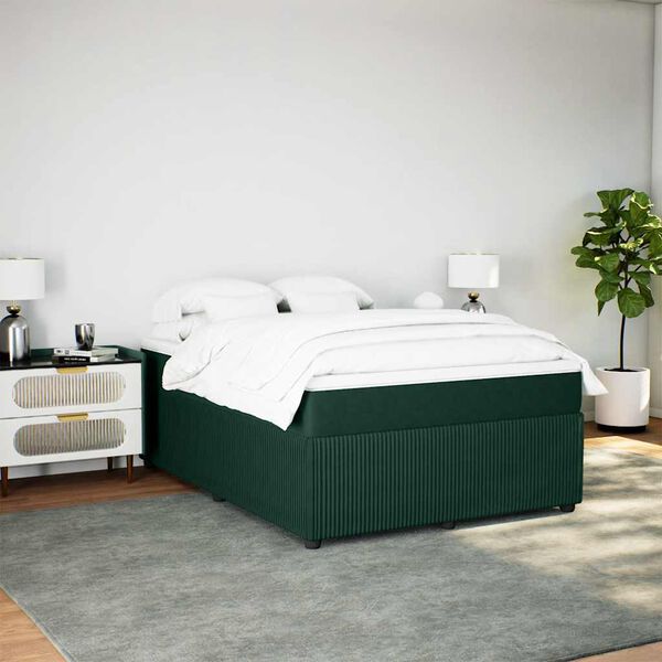 vidaXL Sommier &agrave; lattes de lit et matelas Vert fonc&eacute; 160x200cm Velours