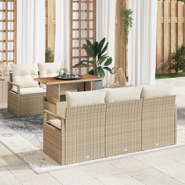 vidaXL Ensemble de canap&eacute; de jardin avec coussin 6 pcs beige et cr&egrave;me