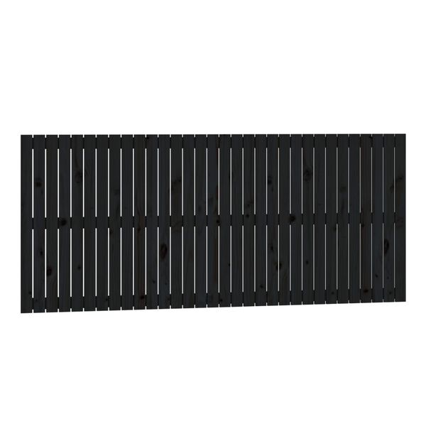 vidaXL T&ecirc;te de lit murale Noir 204x3x90 cm Bois massif de pin