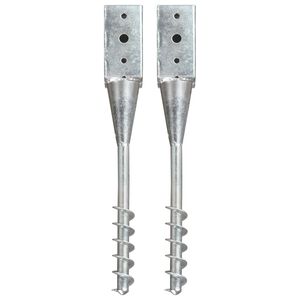 vidaXL Piquets au sol 2 pcs Argent&eacute; 7x7x56 cm Acier galvanis&eacute;